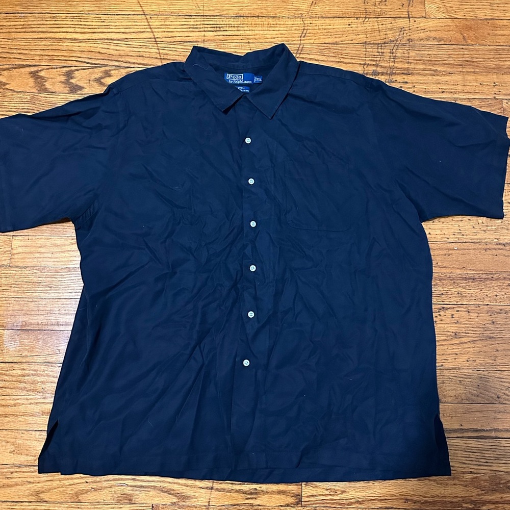 Black Men's button down short sleeve Shirt